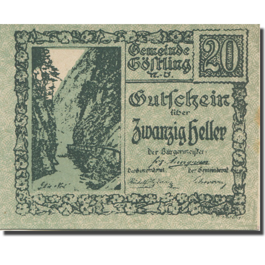 Banknote, Austria, Göstling, 20 Heller, pont, 1920, UNC(63), Mehl:FS 243a