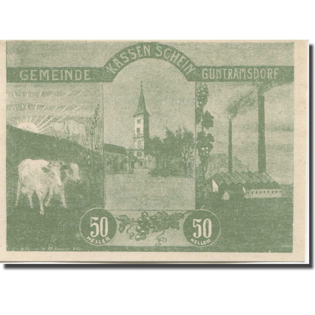 Banknote, Austria, Guntramsdorf, 50 Heller, Eglise, 1920 UNC(65-70) Mehl:FS 310e