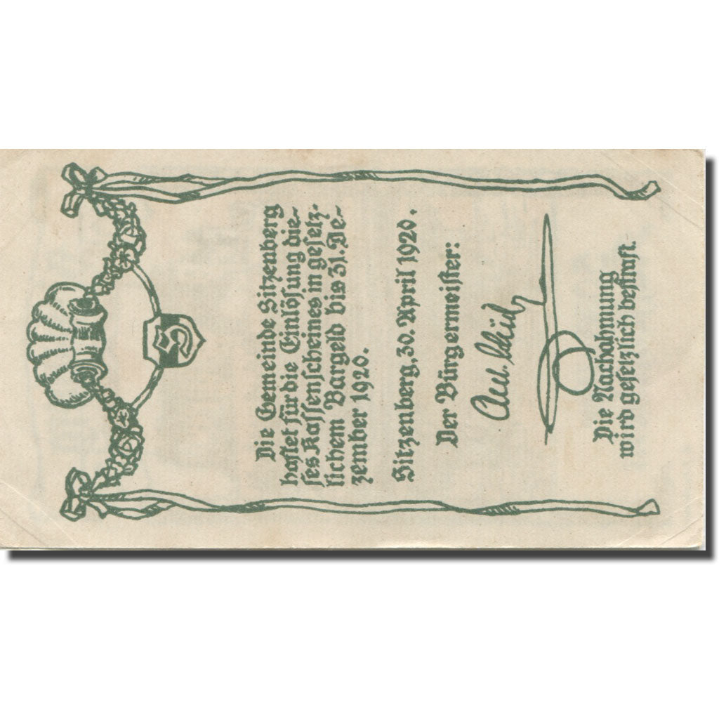 Banconote, Austria, Sitzenberg, 50 Heller, chateau 1, 1920 SPL Mehl:FS 1002