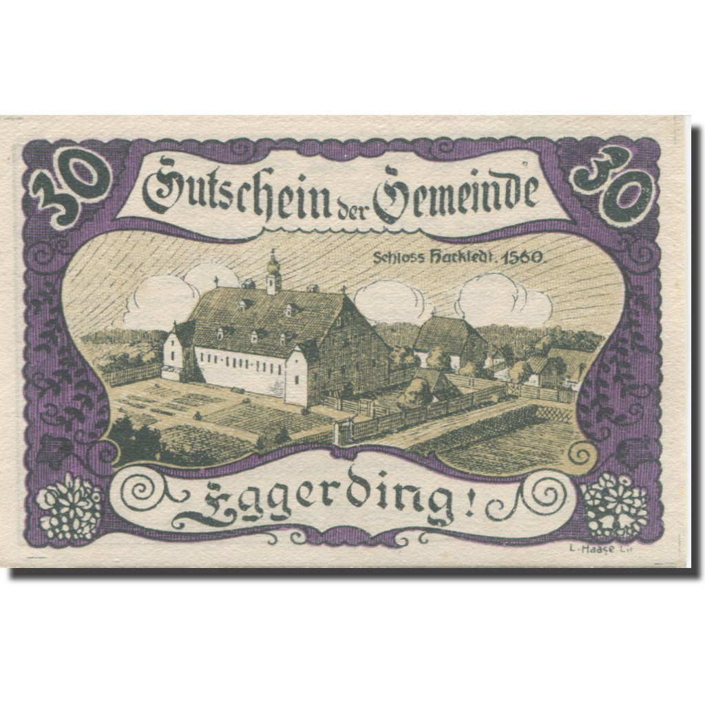 Billet, Autriche, Eggerding, 30 Heller, château 1920-12-31, SPL Mehl:FS 166c