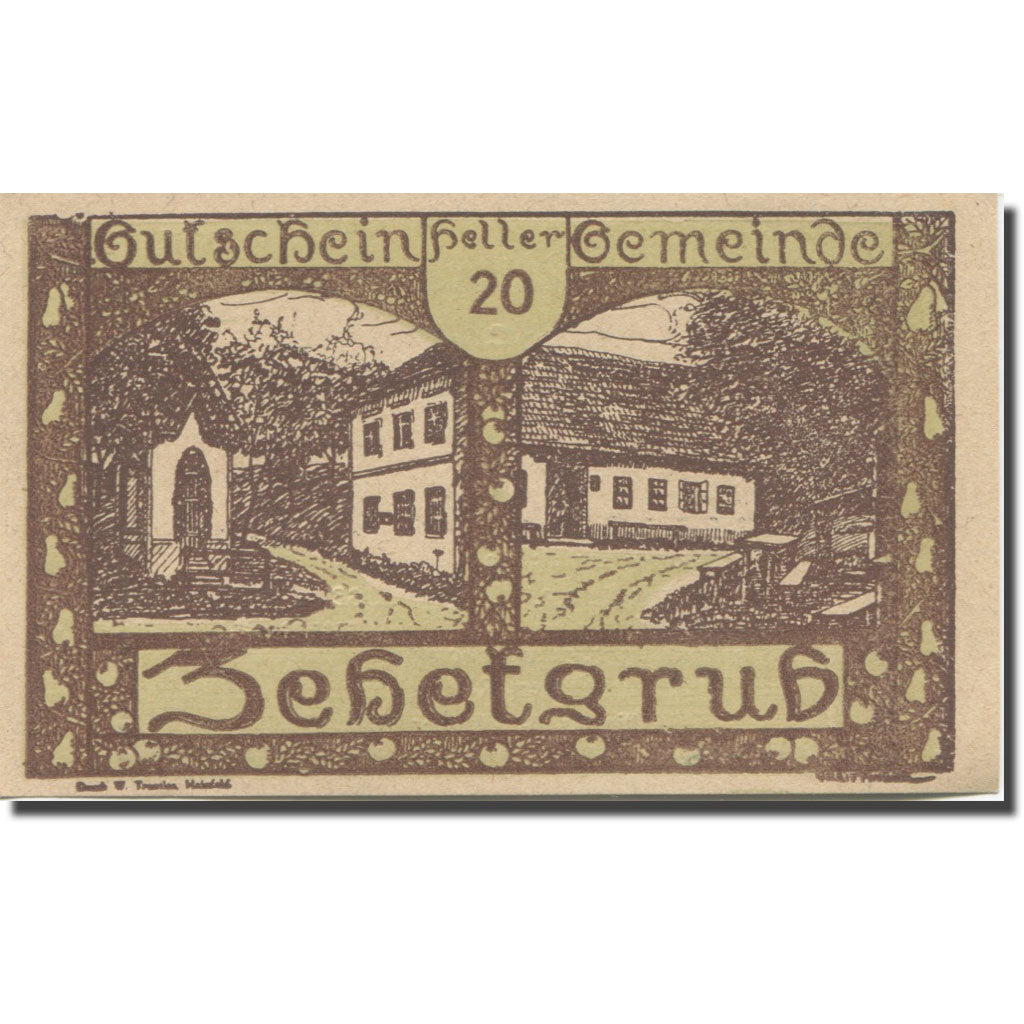 Banknote, Austria, Zehetgrub, 20 Heller, Maison, 1920 UNC(63) Mehl:FS 1262b