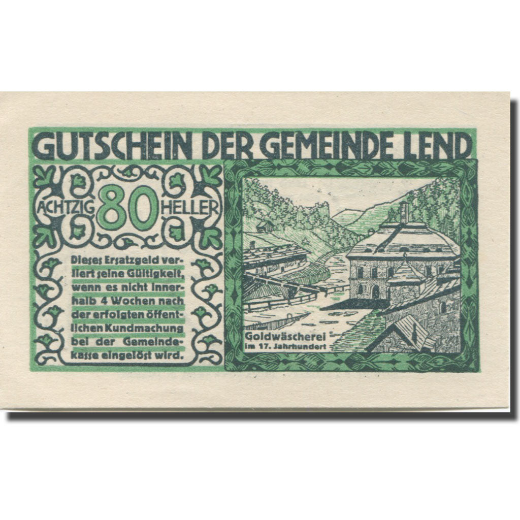 Banknote, Austria, Lend, 80 Heller, pont, 1920, UNC(63), Mehl:FS 511