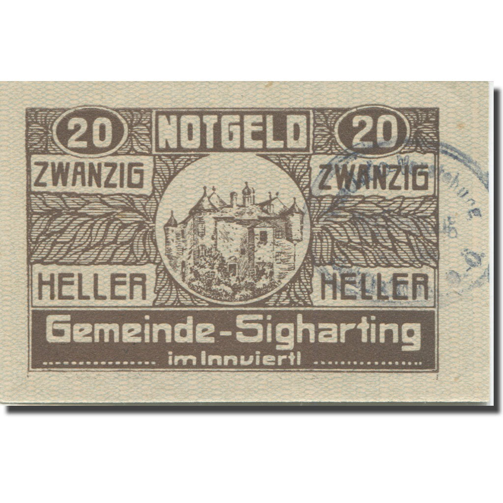 Banknote, Austria, Sigharting, 20 Heller, château, 1920, UNC(63), Mehl:FS 997a