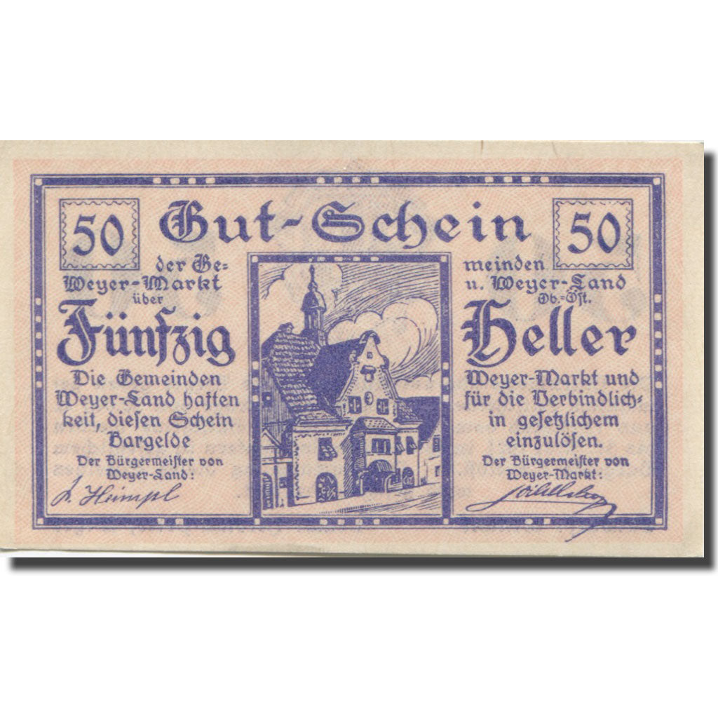 Banconote, Austria, Weyer, 50 Heller, Eglise, 1921-05-31, SPL, Mehl:FS 1175