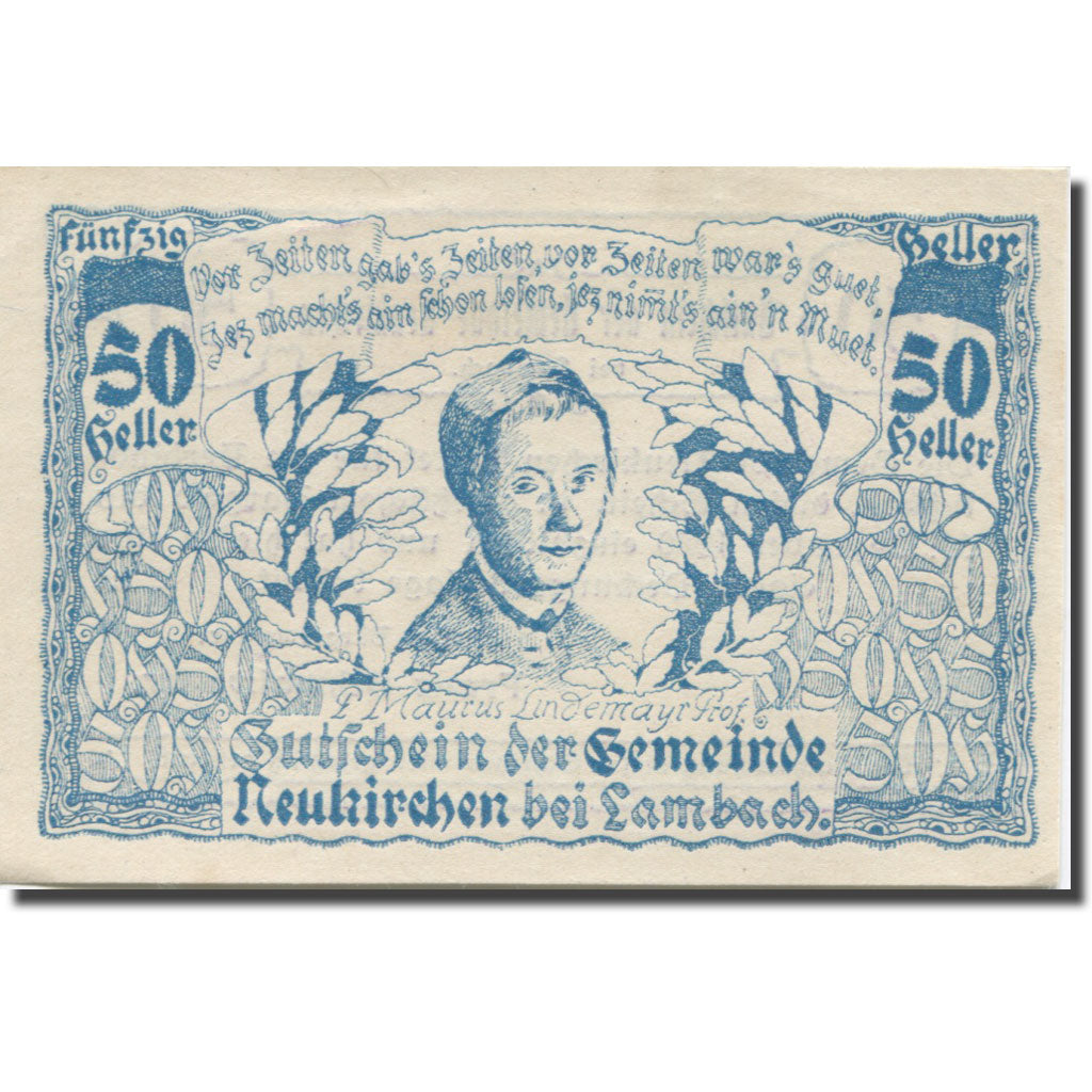 Banknote, Austria, Lambach, 50 Heller, personnage, 1920 UNC(63) Mehl:FS 658