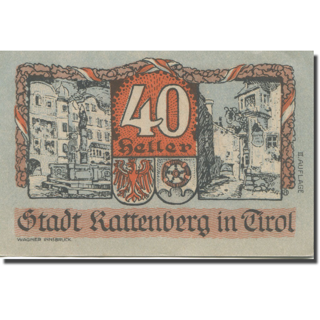 Banknote, Austria, Kattenberg, 40 Heller, Blason, 1920 UNC(63) Mehl:FS 412