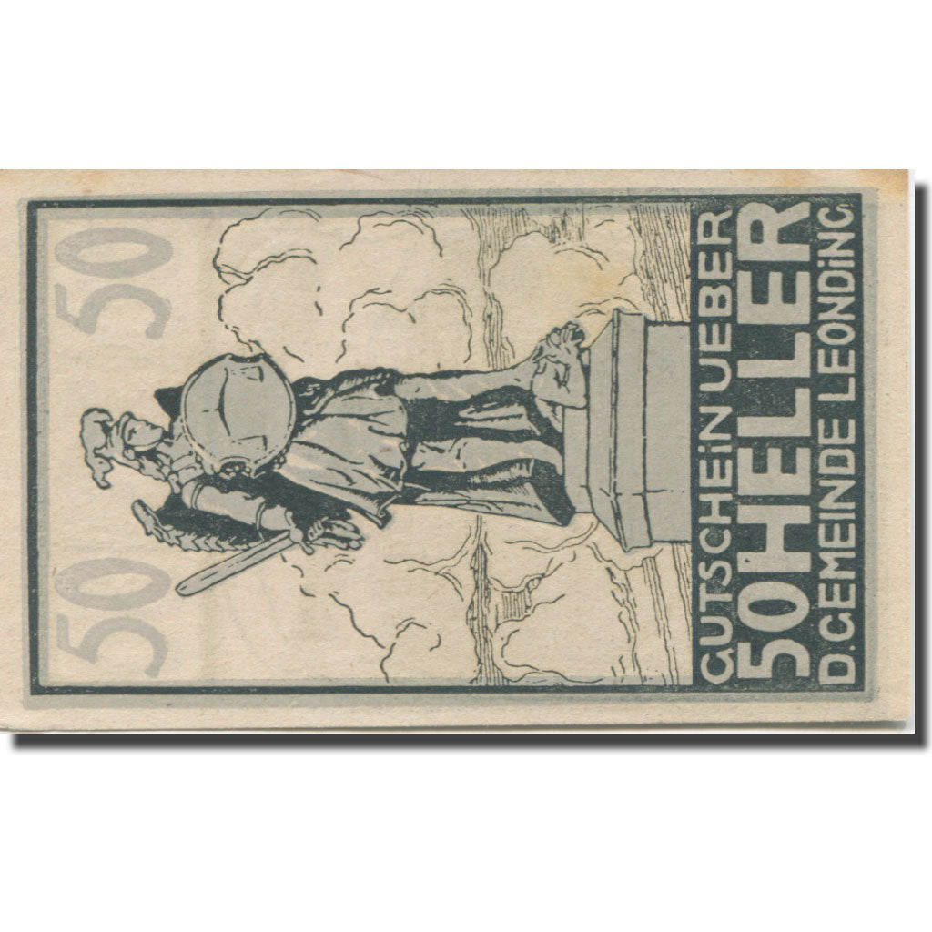 Banconote, Austria, Leonding, 50 Heller, statue, SPL, Mehl:FS 513a