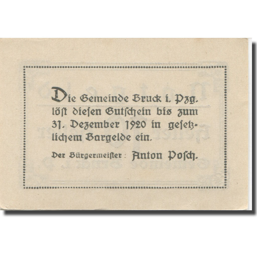 Banknote, Austria, Bruck, 10 Heller, valeur faciale, 1920 UNC(63) Mehl:FS 107IId