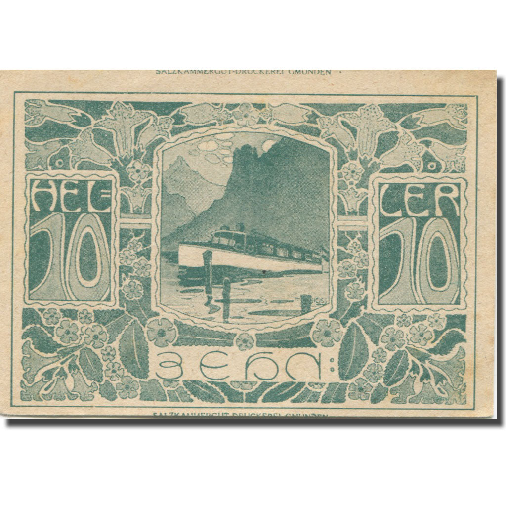 Banknote, Austria, Ebensee, 10 Heller, bateau, 1920 UNC(63) Mehl:FS 143