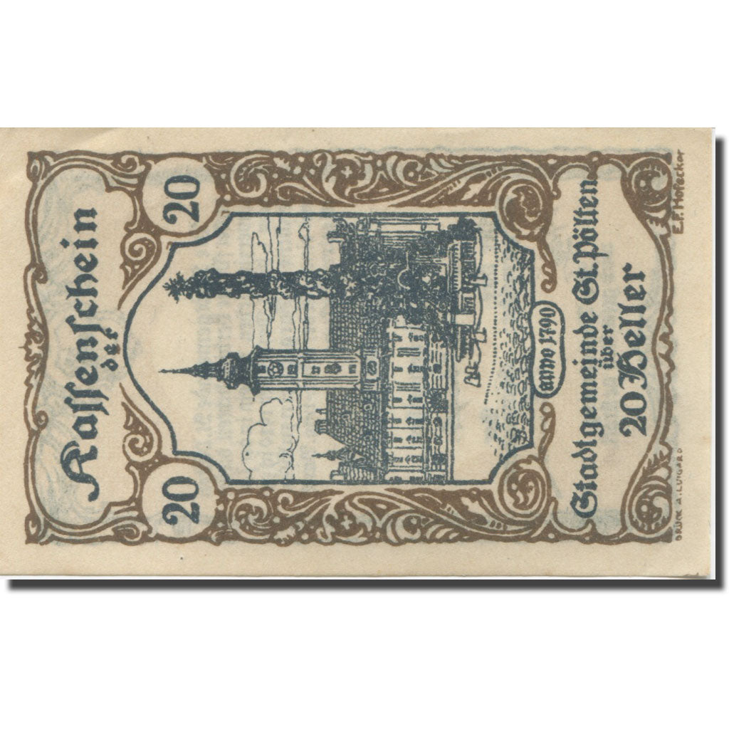 Banknote, Austria, St Pölten, 20 Heller, place, 1920 UNC(63) Mehl:FS 927III