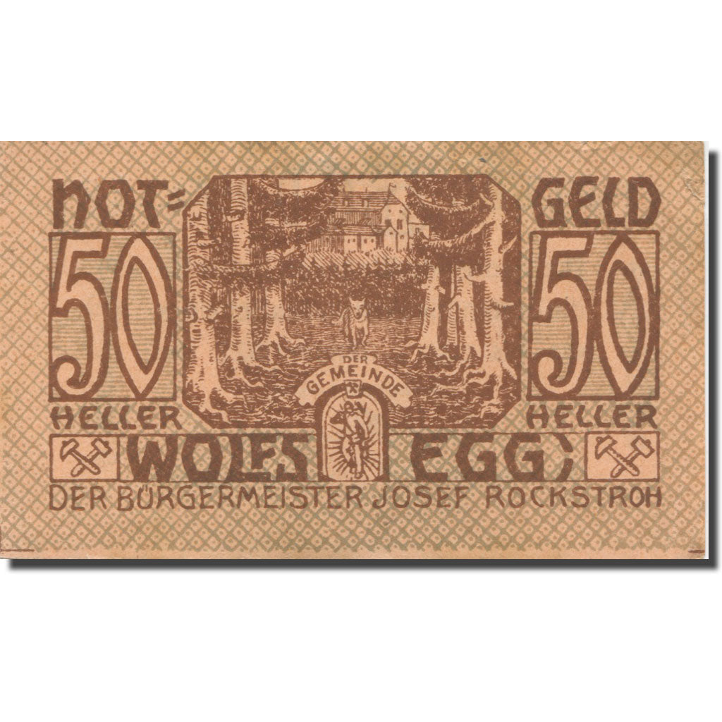 Banknote, Austria, Wolfsegg, 50 Heller, Forêt, 1922 AU(55-58) Mehl:FS 1250II