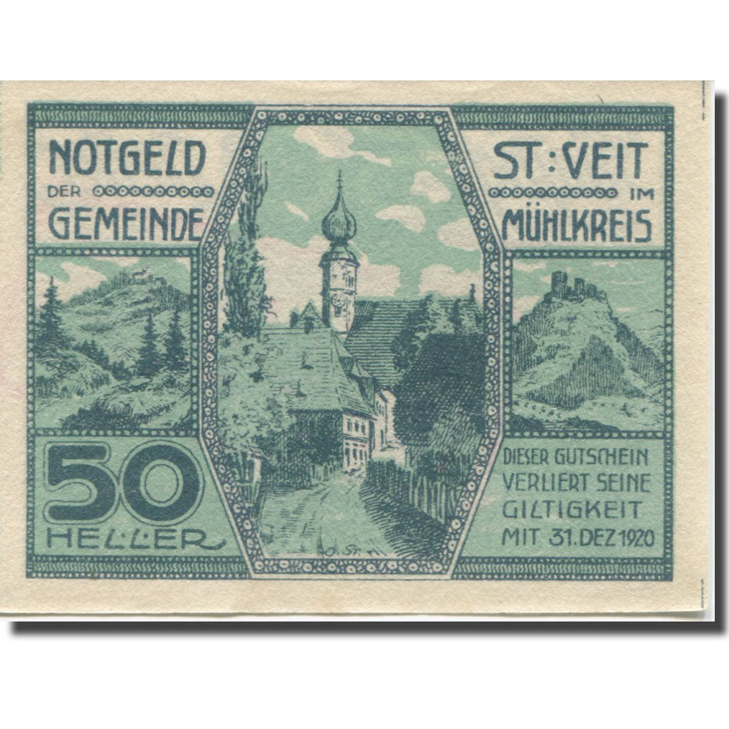 Banknote, Austria, St Veit, 50 Heller, paysage, 1920, UNC(63) Mehl:FS 944b