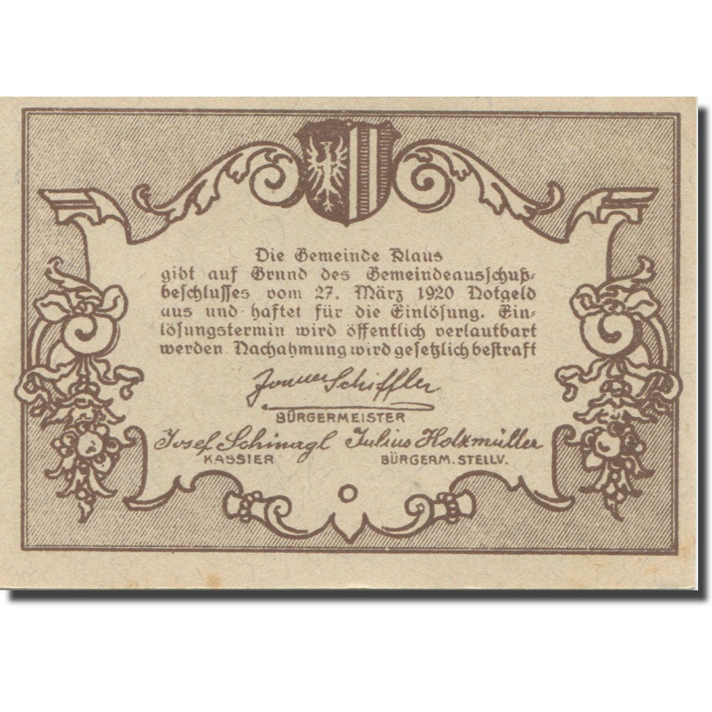 Banknote, Austria, Klaus, 10 Heller, pont 1920-03-27, UNC(63), Mehl:FS 454