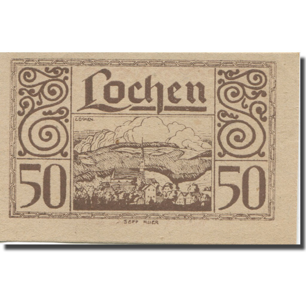 Banknote, Austria, Lochen, 50 Heller, village, 1920 UNC(63) Mehl:FS 559a