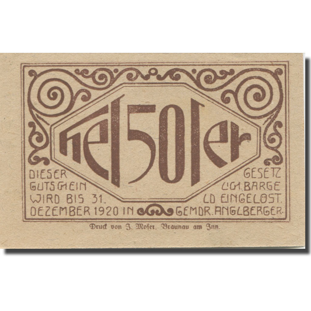 Banknote, Austria, Lochen, 50 Heller, village, 1920 UNC(63) Mehl:FS 559a