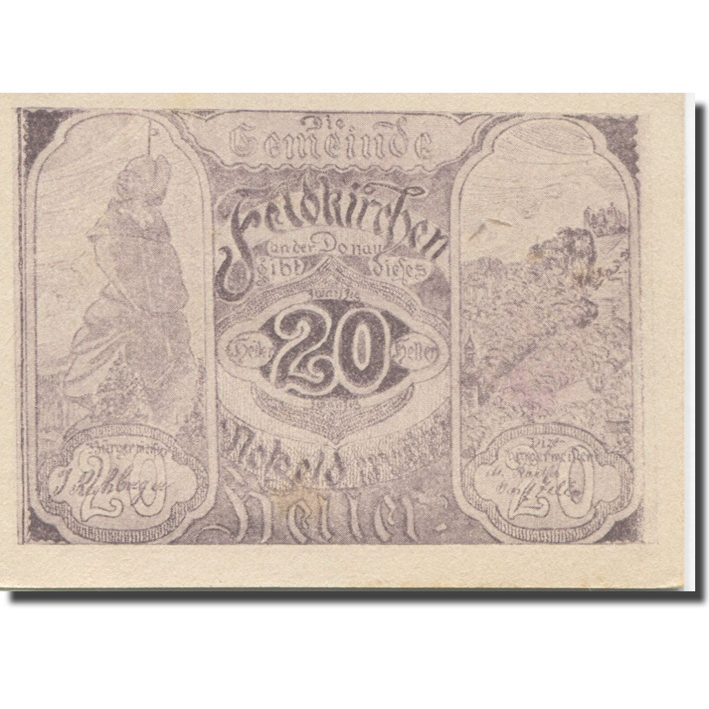 Banknote, Austria, Feldkirchen, 20 Heller, paysage, 1920, UNC(63) Mehl:FS197a