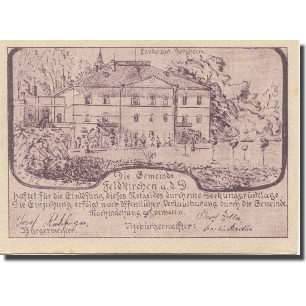 Banknote, Austria, Feldkirchen, 20 Heller, paysage, 1920, UNC(63) Mehl:FS197a