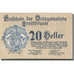 Banknote, Austria, Ernstbrunn, 20 Heller, Blason 1, 1921 UNC(63) Mehl:FS183