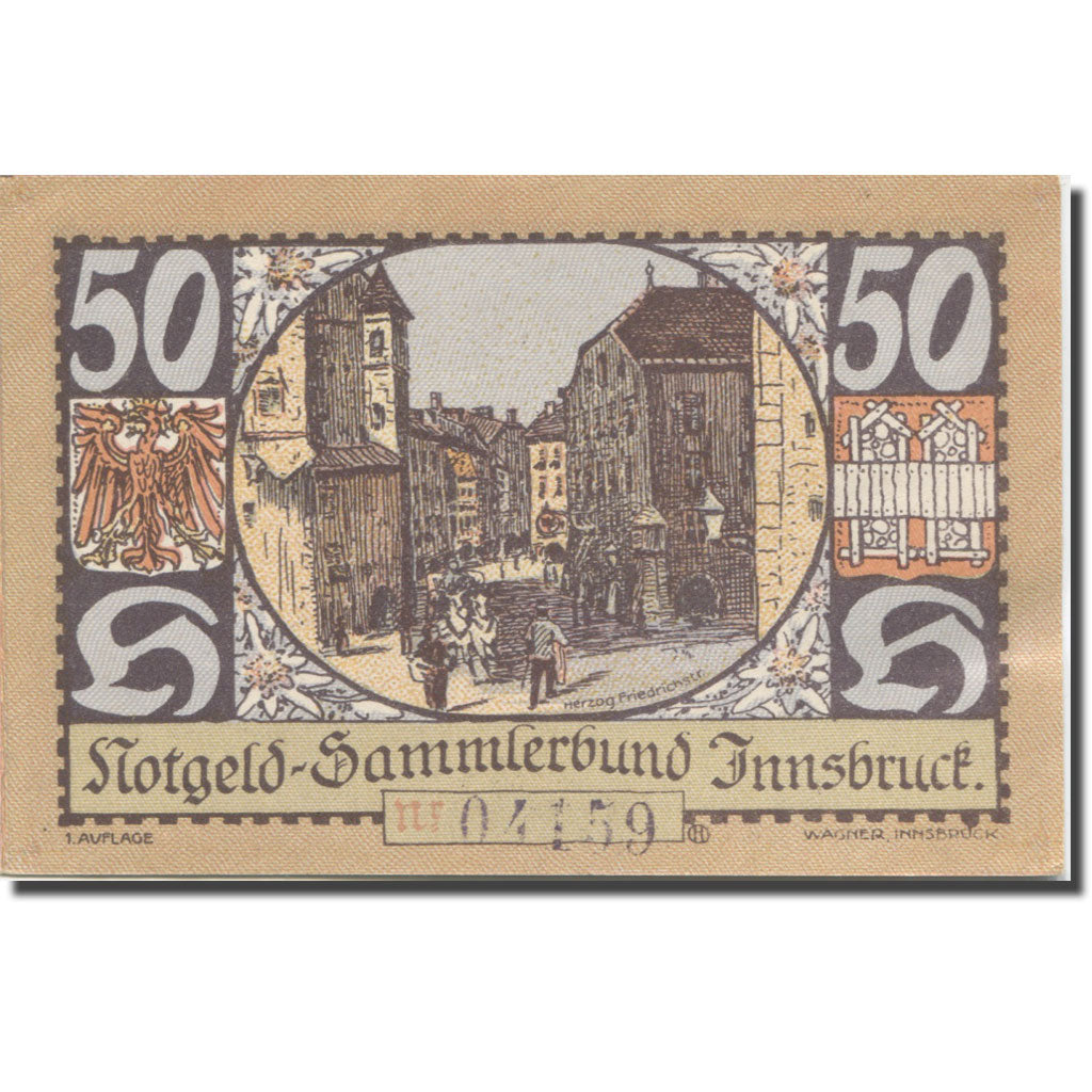 Banknote, Austria, Innsbruck, 50 Heller, village, 1920 UNC(63) Mehl:FS 412Ia