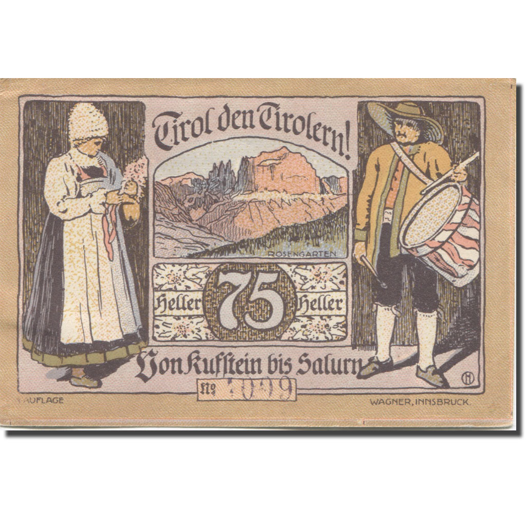Banconote, Austria, Innsbruck, 75 Heller, aigle 1920-12-31, SPL Mehl:FS 412Ia