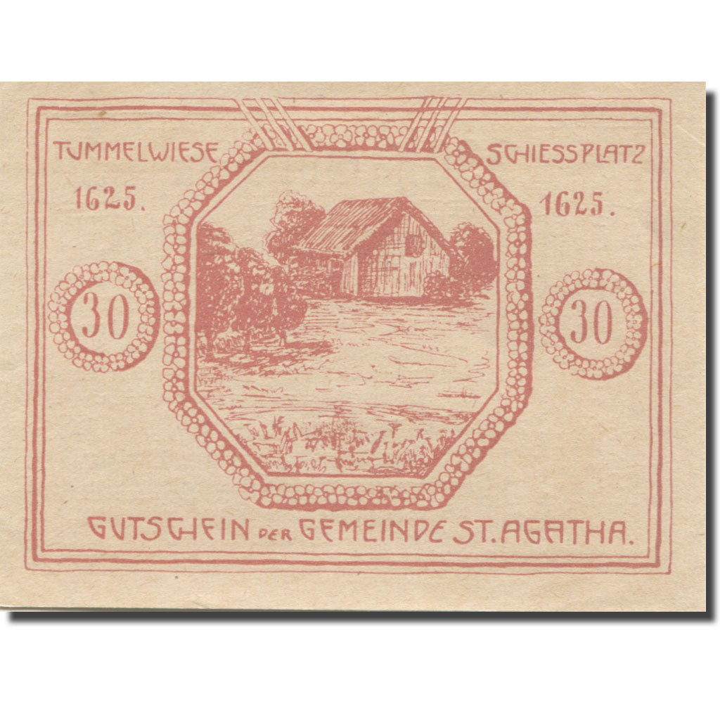 Banknote, Austria, St Agatha, 30 Heller, fermier, 1920 UNC(63) Mehl:FS 877a