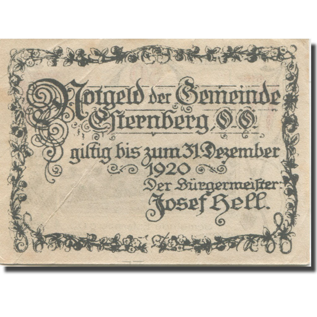 Banknote, Austria, Esternberg, 50 Heller, Eglise, 1920 AU(55-58) Mehl:FS 189