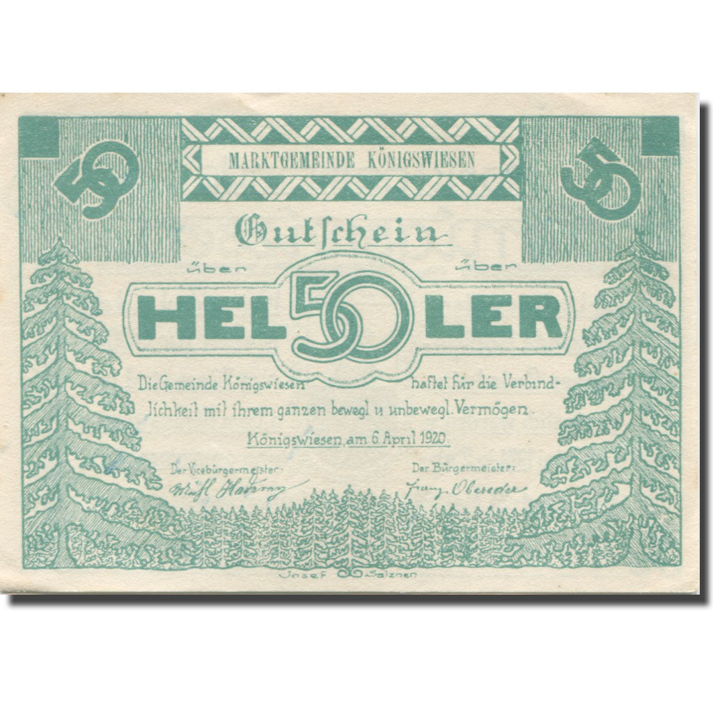 Banknote, Austria, Wiesen, 50 Heller, Blason 1921-05-31, UNC(63) Mehl:FS 464