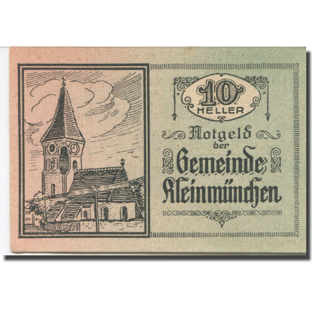 Biljet, Oostenrijk, Kleinmünchen, 10 Heller, Eglise 1920-12-31, SPL Mehl:FS 456a