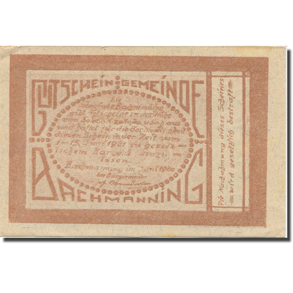 Banknote, Austria, Manning, 50 Heller, village, 1921 UNC(63) Mehl:FS 72Ia2