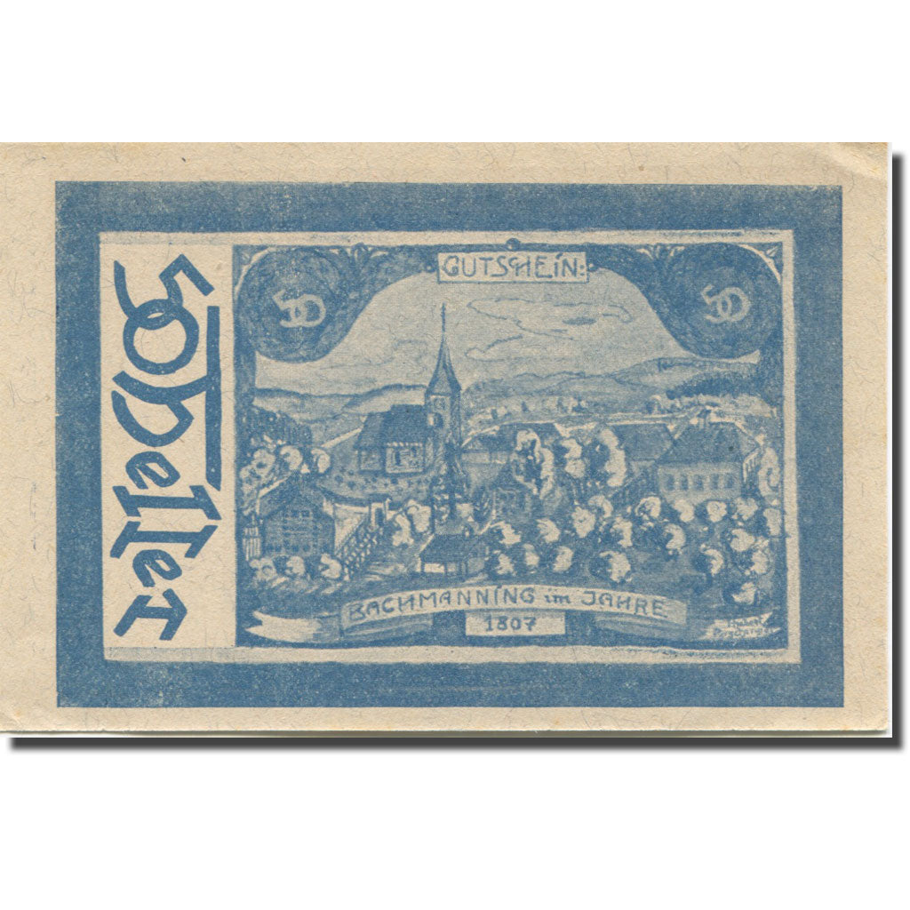 Banknote, Austria, Manning, 50 Heller, village, 1921 UNC(63) Mehl:FS 72Ia2