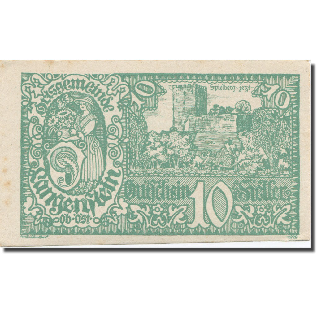 Banknote, Austria, Langenstein 10 Heller, château, 1920 AU(AU55-58) Mehl:FS 502a