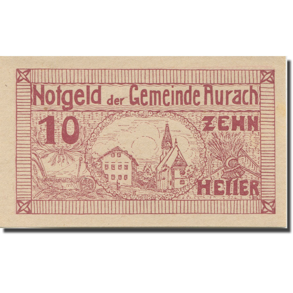 Banknote, Austria, Aurach, 10 Heller, Eglise 1920-04-27, UNC(63), Mehl:FS 68b
