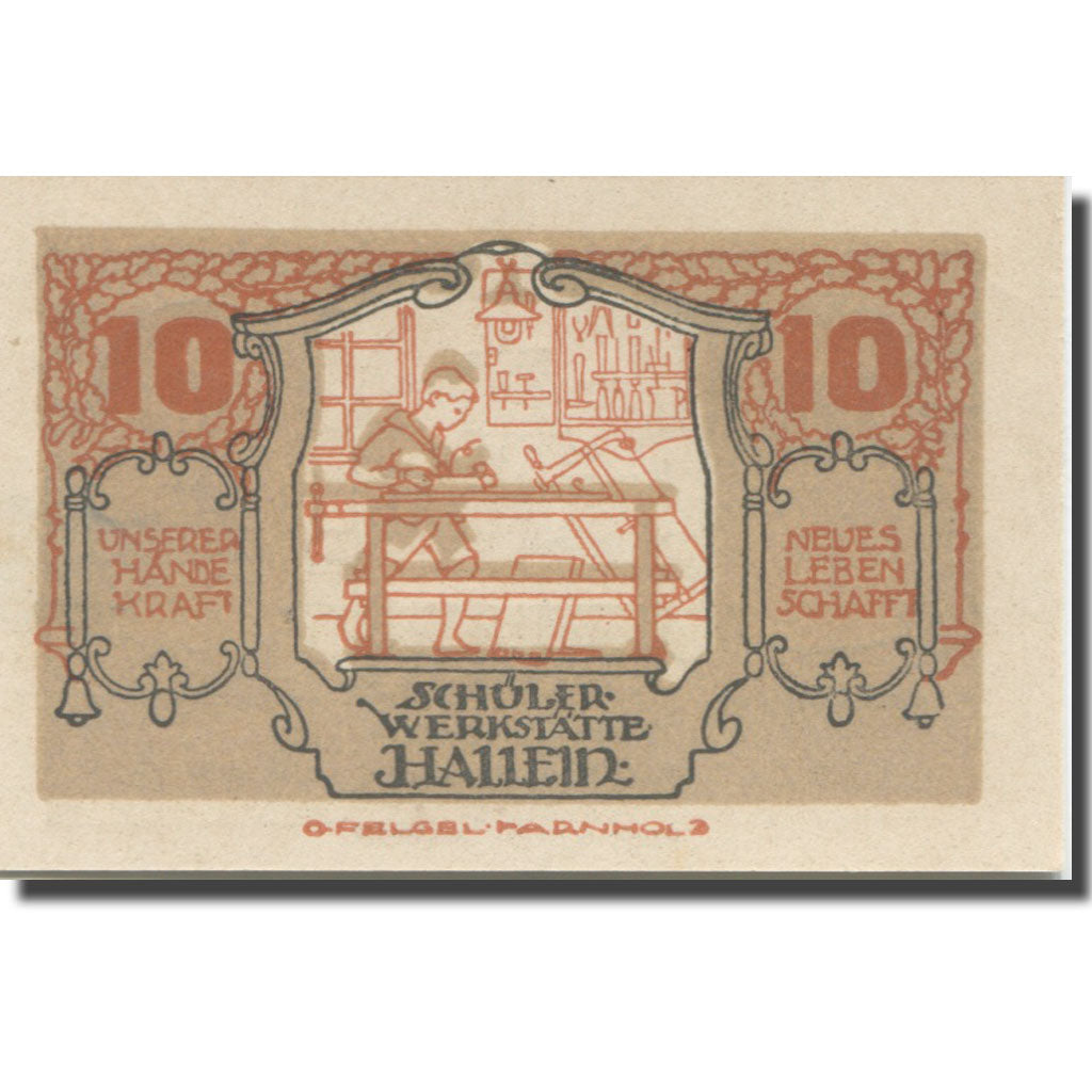 Banknote, Austria, Hallein, 10 Heller, menuisier, 1920 UNC(63) Mehl:FS 344IIa