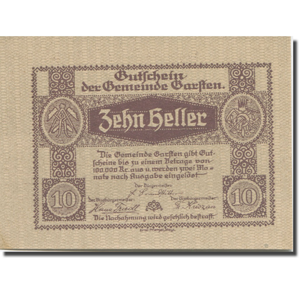 Banknote, Austria, Garsten, 10 Heller, Usine, UNC(65-70), Mehl:FS 224