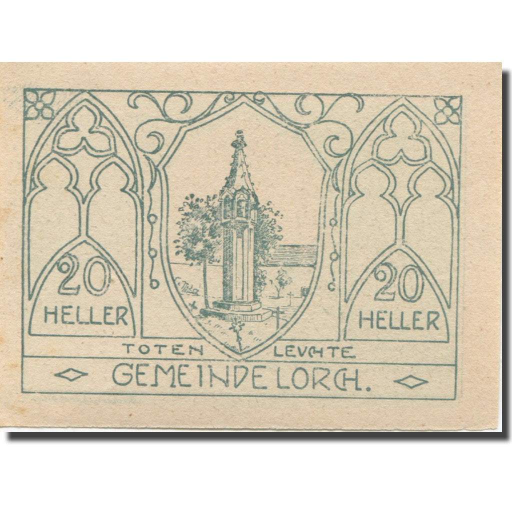 Banknote, Austria, Lorch, 20 Heller, Monument, 1920 UNC(63) Mehl:FS 564a