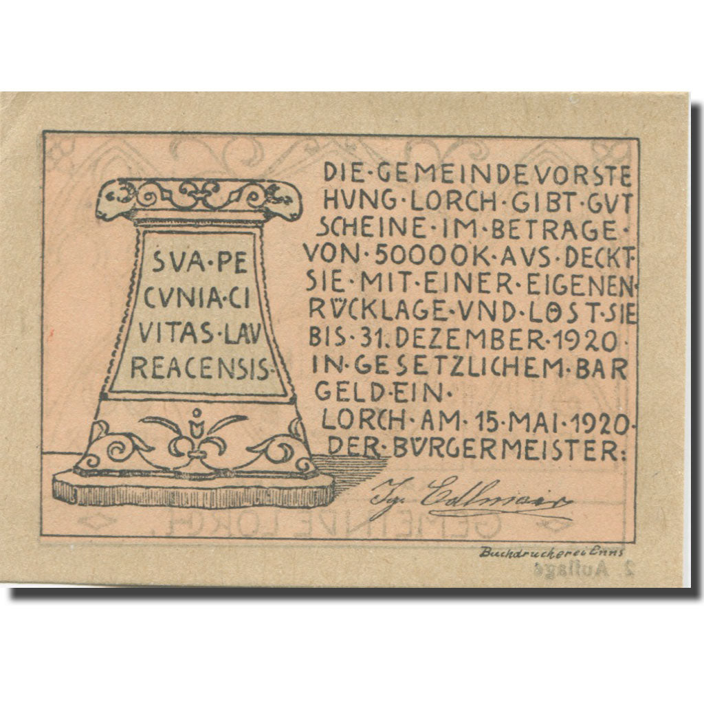 Banknote, Austria, Lorch, 30 Heller, Eglise, 1920 UNC(65-70) Mehl:FS 564a