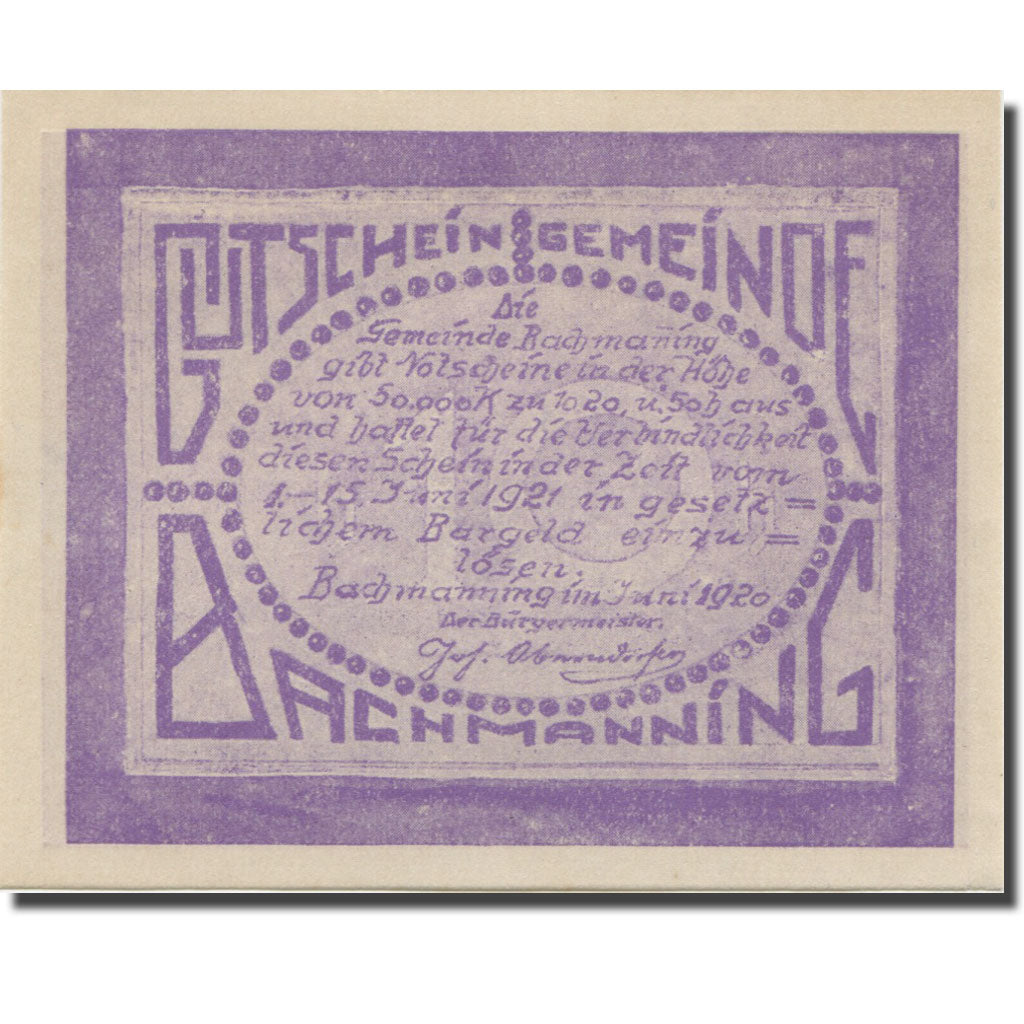 Banknote, Austria, Bachmanning, 10 Heller, Eglise, 1921 UNC(65-70) Mehl:FS 72Ib