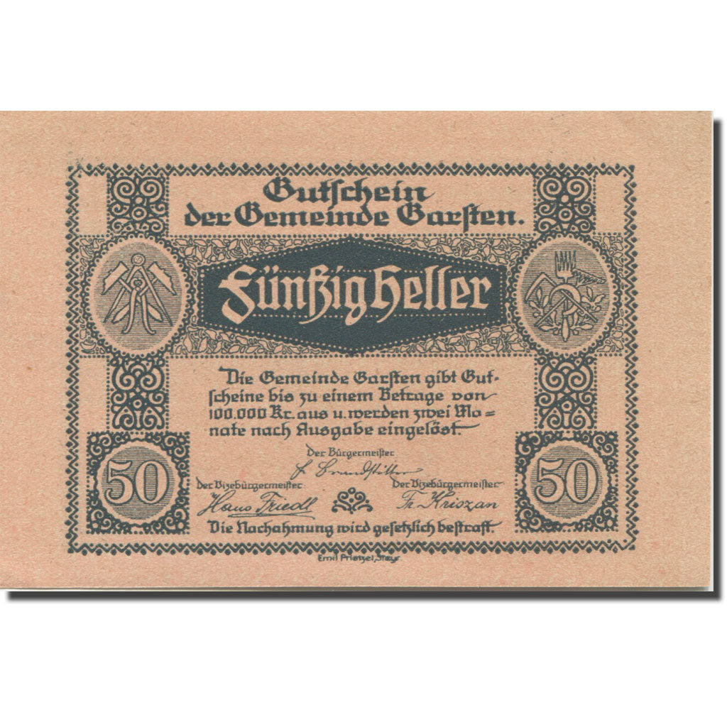 Banknote, Austria, Garsten, 50 Heller, village, UNC(65-70), Mehl:FS 224