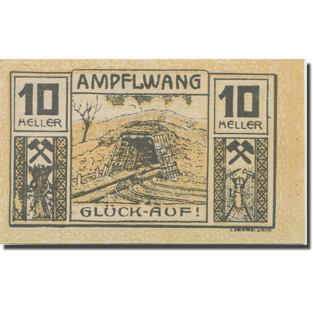 Banknote, Austria, Ampflwang, 10 Heller, Mine 1, 1920 UNC(63) Mehl:FS 36a