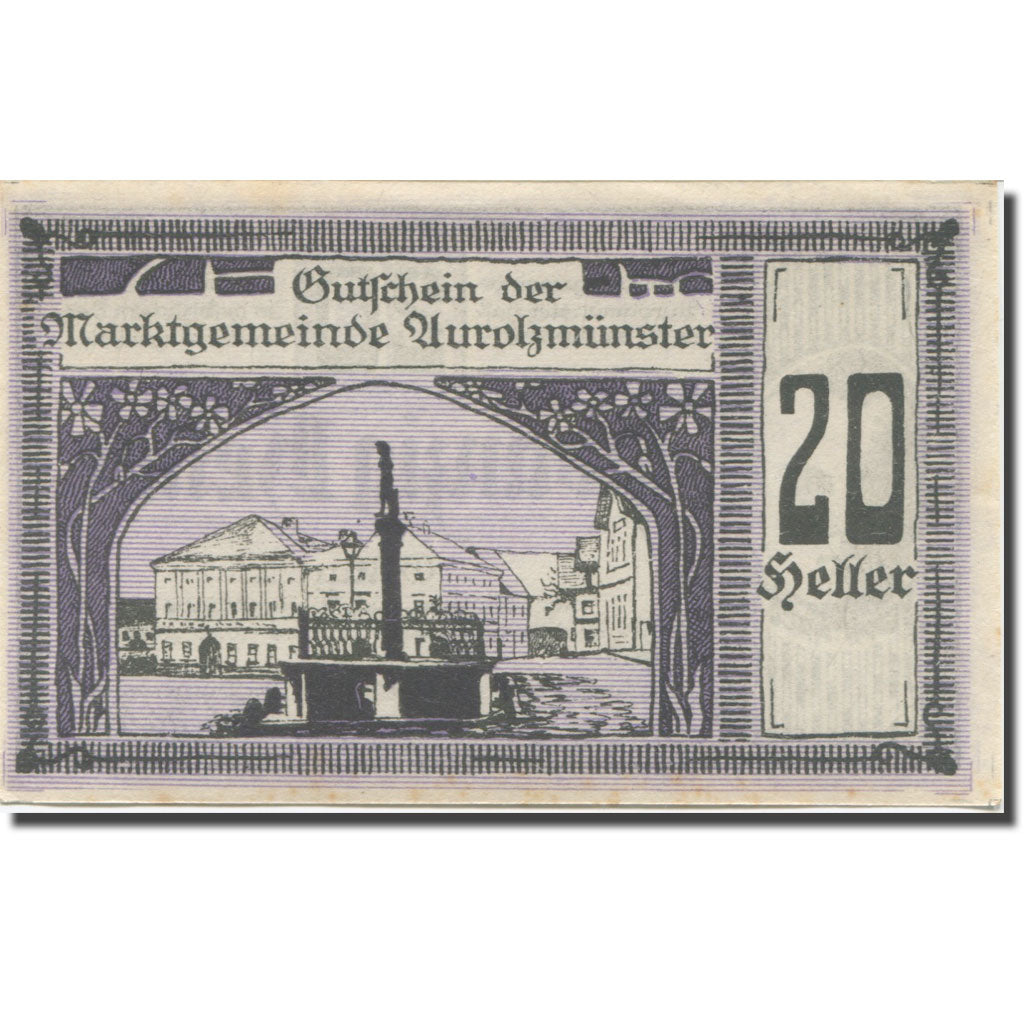 Banknote, Austria, Aurolzmunster, 20 Heller, place, 1920 UNC(63) Mehl:FS 69a