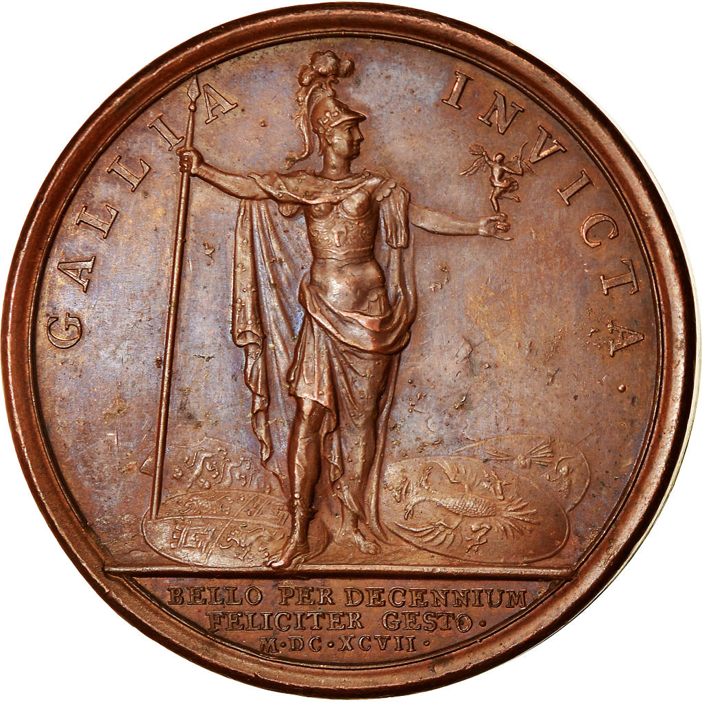 France, Medal, Louis XIV, La France toujours Victorieuse, 1697, Copper, Mauger