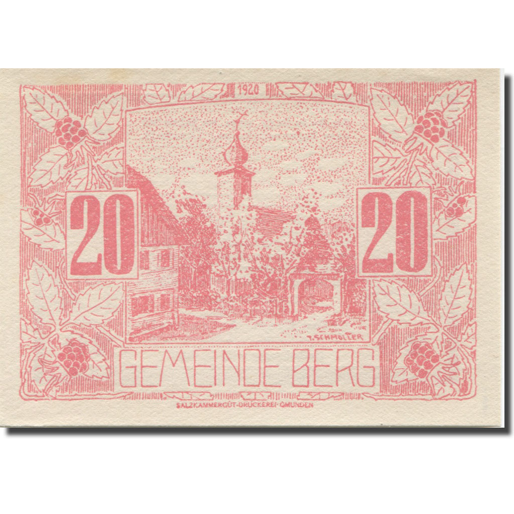 Banknote, Austria, Berg, 20 Heller, Eglise, 1920 UNC(65-70) Mehl:FS 66