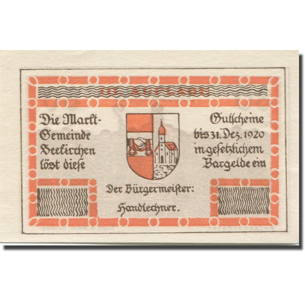 Banknote, Austria, Seekirchen, 80 Heller, personnage, 1920 UNC(63) Mehl:FS 187a
