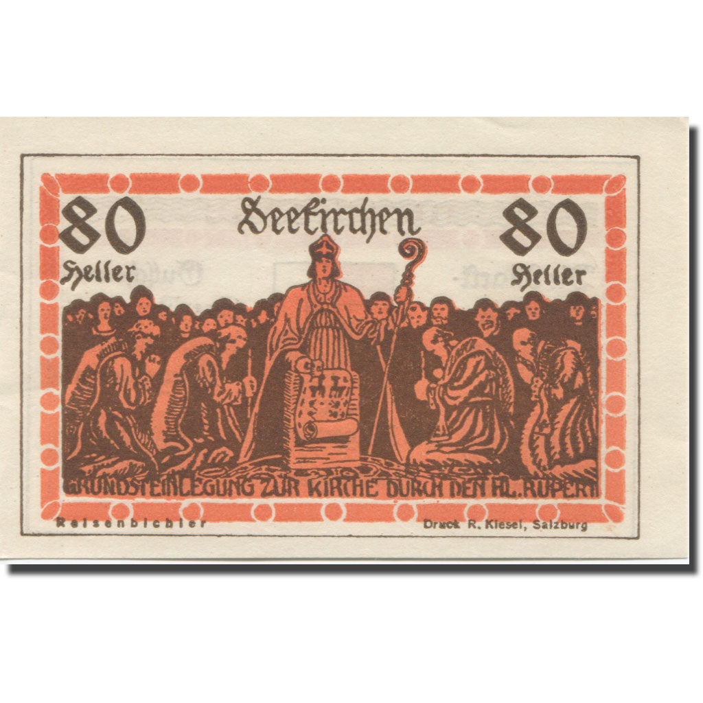 Banknote, Austria, Seekirchen, 80 Heller, personnage, 1920 UNC(63) Mehl:FS 187a