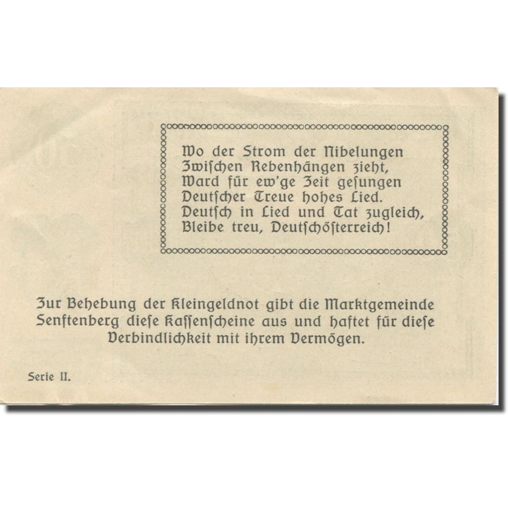 Banknote, Austria, Senftenberg, 50 Heller, montagne, 1920 UNC(63) Mehl:FS 993c