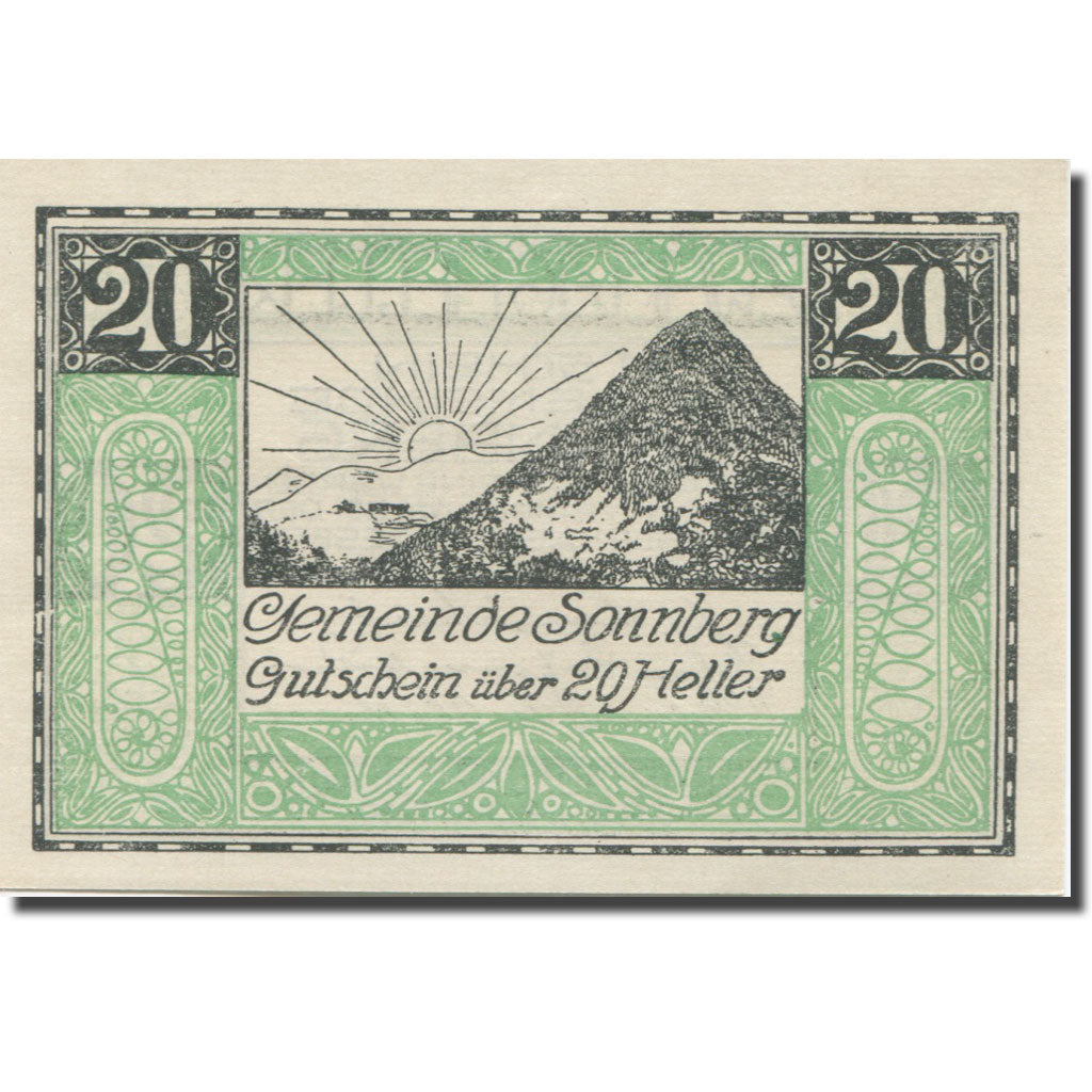 Banknote, Austria, Sonnberg, 20 Heller, paysage, 1920 UNC(65-70) Mehl:FS 1004a