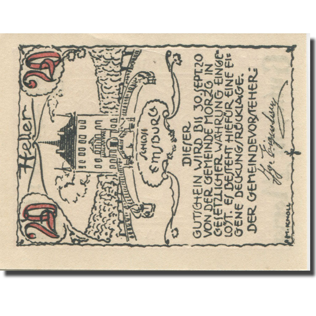 Banknote, Austria, Morzg, 20 Heller, personnage, 1920 UNC(65-70) Mehl:FS 630a