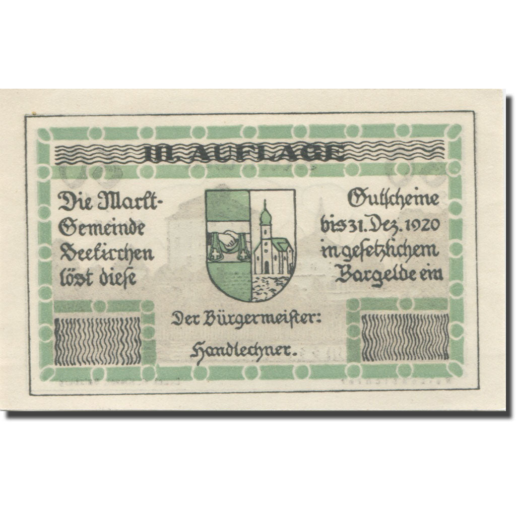 Banknote, Austria, Seekirchen, 60 Heller, Eglise, 1920 UNC(65-70) Mehl:FS 987b