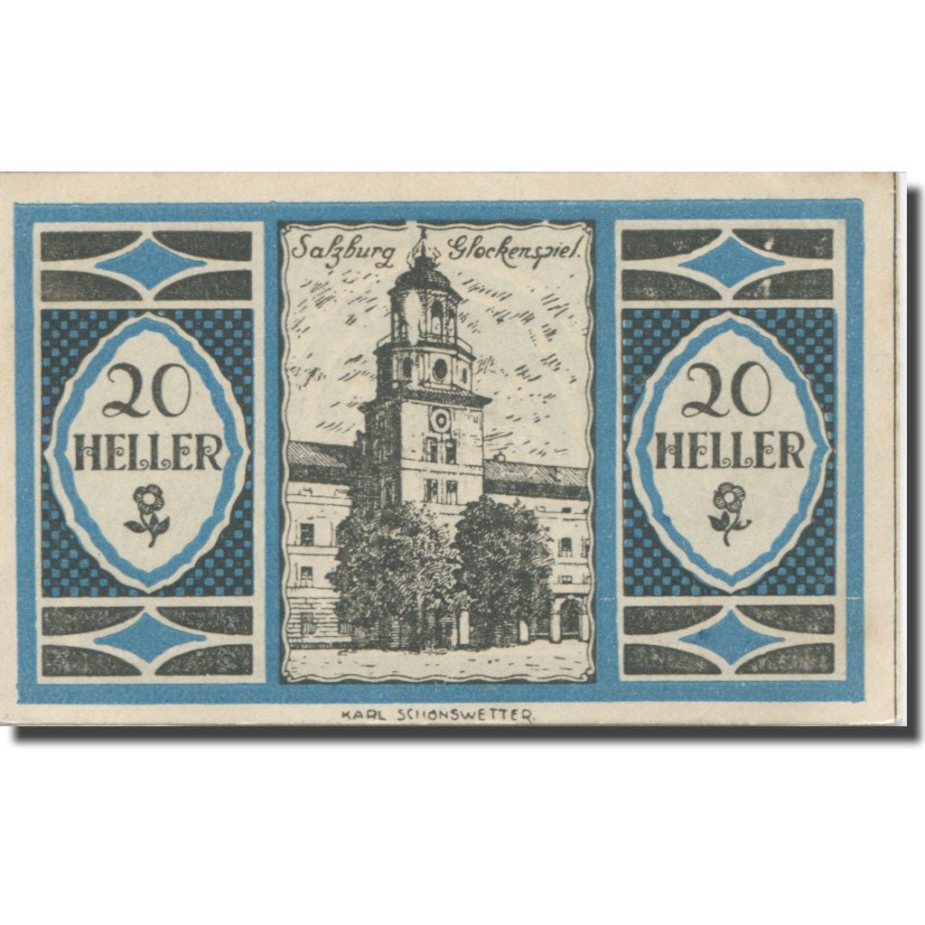 Banknote, Austria, Salzburg, 20 Heller, château, 1920, UNC(63), Mehl:FS 862a