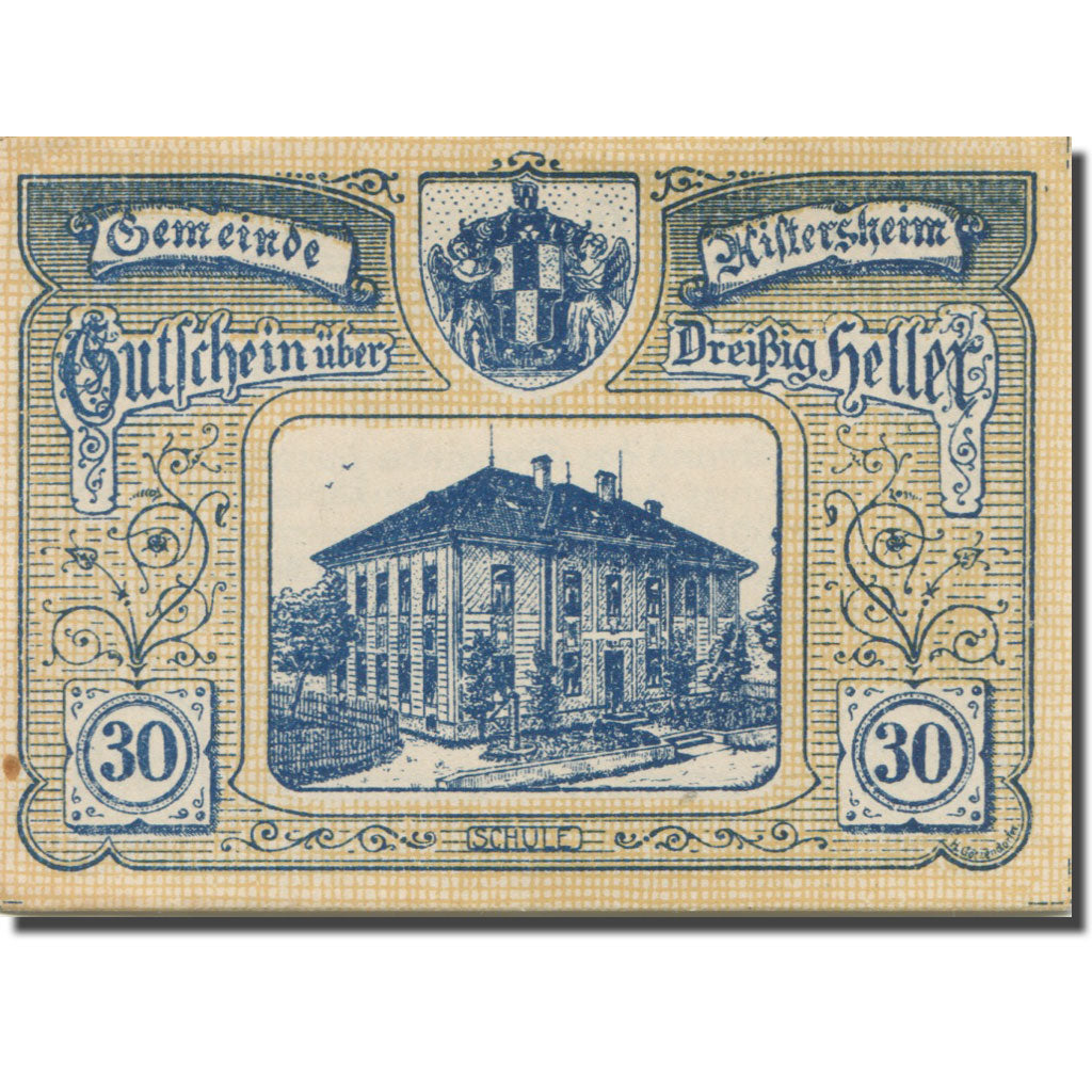 Banknote, Austria, Aistersheim, 30 Heller, mairie, 1921 UNC(63) Mehl:FS 15a